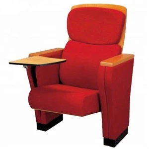 Folding Metal Chair Seat with High Back Cushion VIP Auditorium Chairs with Writing Pad Theater Furniture
