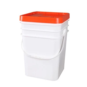 Food Grade 4 gallon White square Plastic Bucket with Handle and Lid