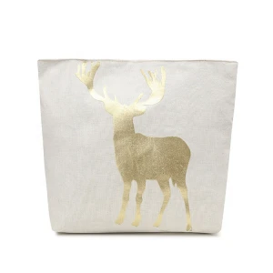 For Women Custom Logo Cloth Lining Straw Lining Forest deer print bronzing messenger bag shoulder large capacity shopping bag