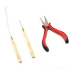 Free Sample Vlasy Stick Hair Extension Remove Pliers Pulling Hook Bead Device Tool Kits for Micro Rings Beads
