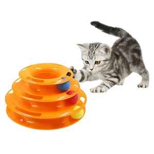 Funny Pet Products 3 Layers  Plastic Cat Track Toy Interactive Cat Tower Toy with Ball