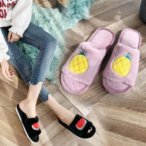 Fur Wedge Women Shoes Wholesale Fashion Lady Pink Faux Home Warm Slippers