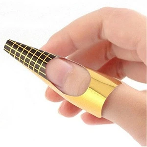 Golden Nail Art Tips Extension Forms , Guide French DIY Tool for Acrylic UV Gel