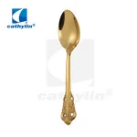Golden stainless steel Western other tableware steak cutlery set embossed retro luxury style