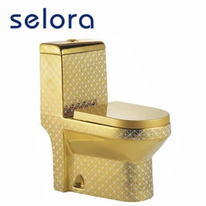 Golden toilet bathroom suite , washdown one piece toilet ,three Pieces Golden Bathroom Suites