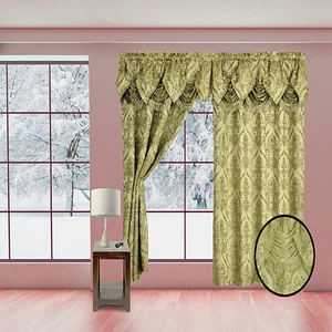 Green Elegant Penelopie Jacquard Look Curtain Panel with Valance