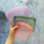 Green Food-Grade Silicone Storage Bag Leak-Proof for Refrigerator Food Preservation Sandwich Bag
