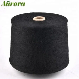 GRS Recycled/Regenerated NE20/1(NM34/1) Black CVC 20S open end oe cotton knitting sock cotton polyester blended yarn price