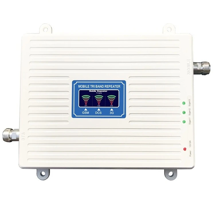 Gsm mobile signal booster 2g 3g and 4g network 900 1800 2100 mhz triband cell phone signal booster