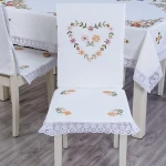 Hand embroidery chair covers spandex, Wedding Rosette White Chair Cover