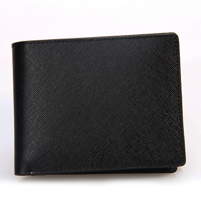Handmade Black Genuine Leather Wallet Slim Mens Trifold Wallet