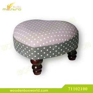 Heart Shape Fabric Upholstered Ottoman Wooden Footstool Footrest Stool