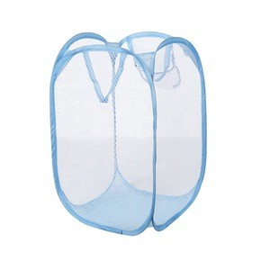 High capacity folding dirty clothes basket mesh laundry wash bag