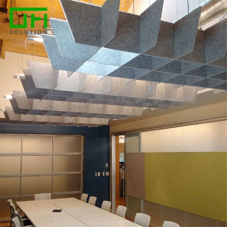 High Density Recycle Fire Retardant Sound Absorbing  PET Polyester Felt Acoustic Ceiling Panels