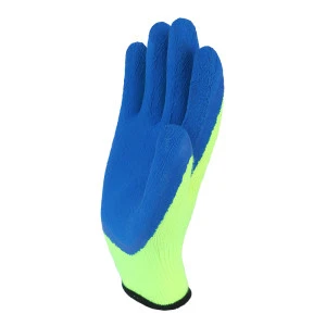 High quality 7 needle Terry acrylic fiber latex foam protective gloves loop acrylic foam glove winter
