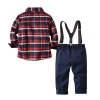 High Quality Boys Outwear Spring Autumn Long Sleeve Clothing Sets Top Shirt + Overalls 2 Pieces Suit Set