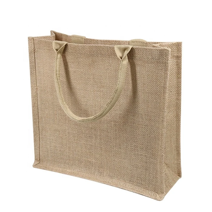 High Quality Custom  Natural Linen Jute Tote Bag With Thick Handle