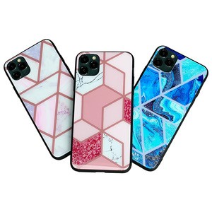 High quality Spliced marble glass TPU + PC Mobile phone Case cover For iPhone 11 pro MAX