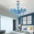 Import Home Lighting Bedroom Candle Bulb Lamp Blue Glass Body Fabric Cover Europe Crystal Pendant Chandelier Lights from China