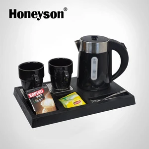 Honeyson hotel electrical appliances mini electric kettle with tray set