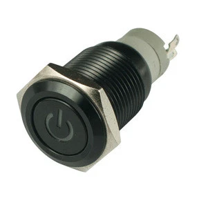 HongJu 16mm Diameter Momentary Metal Push Button Switch With Delicate Power Mark LED light