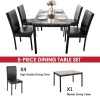 Hooseng 5 Piece Faux Marble Dinning Table Chairs for 4, Perfect for Bar, Kitchen, Breakfast Nook, Living Room, Black