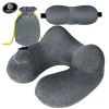 Hot Sale Amazon eye mask push button Inflatable travel neck air pillow set kit