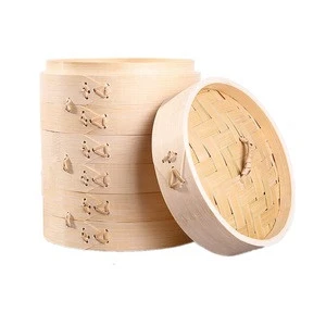 Hot sale Eco-Friendly Natural Bamboo dumpling steamer Chinese food Steamers Dia:4inch/6inch/8inch/10inch/12inch/14inch/16inch