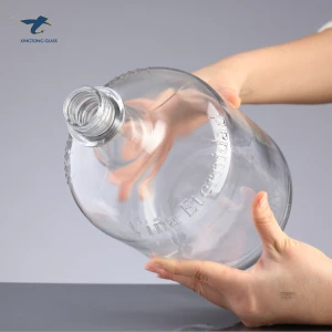 Hot Sale Elegant Clear Transparent 5 Liter Glass Bottle With Aluminium Caps