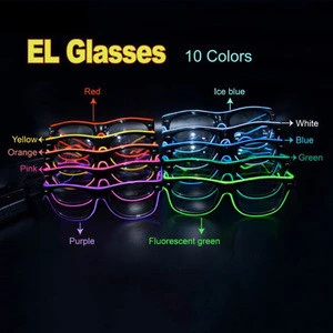 Hot selling el glasses Colorful LED Neon Glowing Light EL Wire Party Glasses for Gift Items