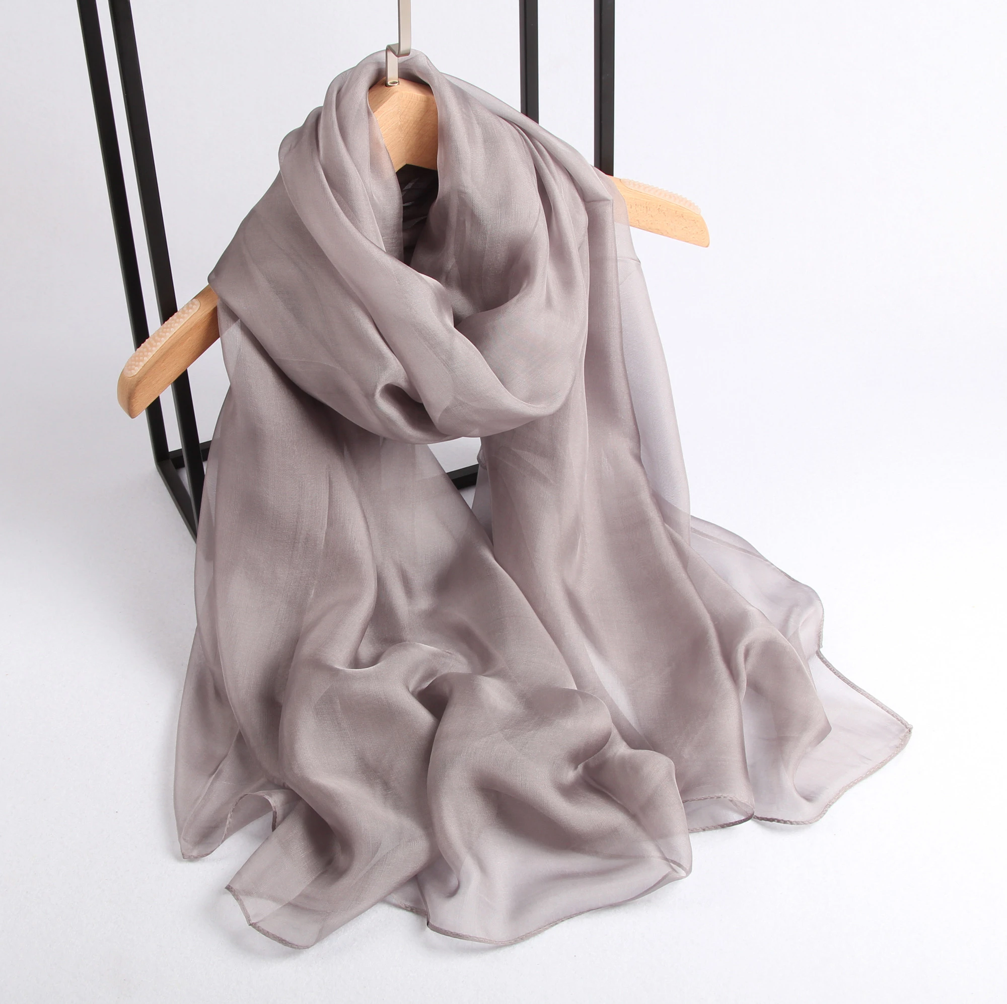 Hot selling large solid color shawl warp silk chiffon scarf