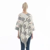 Hot selling oversized Classic Soft Knit Asymmetrical Gradient Poncho Shawl Wrap with Fringe Tassel