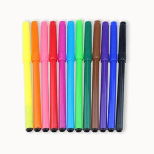 Hot selling professional felt tip plastic water color pens Soft Flexible Felt Tip Fluorescent marker