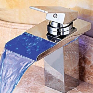 Hot selling Rectangle Sharp Waterfall Color LED Water Basin Faucet