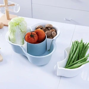 Household Kitchen Tools Double Layer Multi-function Sink Strainer Fruit Vegetable Washing Bowl Plastic Drain Basket