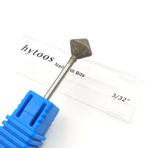 HYTOOS Rhombus Diamond Nail Drill Bit 3/32" Rotary Burr Manicure Cutters Electric Drill Accessories Nail Mills Tools