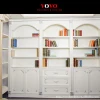 I shaped white wooden bookcase with silver painted Roman column
