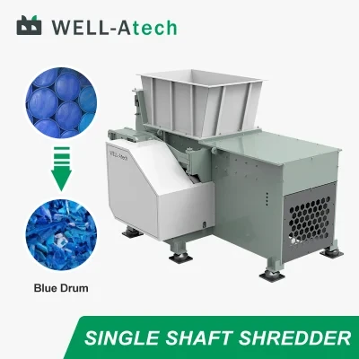 Industrial Single Shaft Shredder Machine Fiber Cardboard Plastic Bottle Drum Shredder