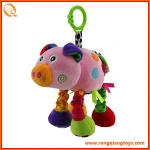 infant plush talking and vibrated pig rattle toy