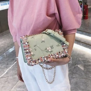 Ins super hot sale delicate personality lace pearl women single-shouder crossbody hasp handbag for wholesale