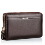 International Sale Many Card Pouches Men Hand Bag Double Zippers Big Capacity Big Capacity Men PU Leather Wallet
