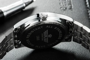 KINGNUOS Mens Stainless Steel Formal Quartz Watch Calendar Wristwatch