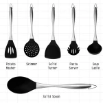 Kitchen Utensil Set-6 Piece-Nonstick Silicone &Stainless-Steel Cooking Utensils-Potato Masher Skimmer Turner Solid Pasta Server