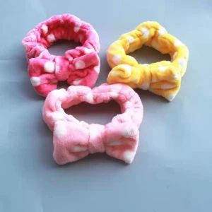 Korean hair accessories with hair band makeup face parent-child style Flannel wave point bow ribbon