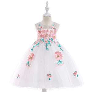 Lace Embroidery Summer Frock Designs Party Birthday Wedding Princess Kids Clothes Girls Dresses