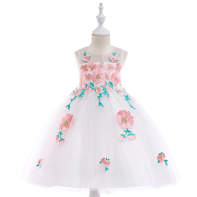 Lace Embroidery Summer Frock Designs Party Birthday Wedding Princess Kids Clothes Girls Dresses