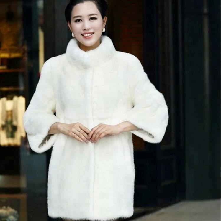 Lady stand collar waistcoat faux fox fur coat