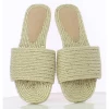 Ladys Flat Sandals with Hemp Rope Fashion Women Flat Slippers with Jute and Squared Toe