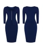 Latest Womens Square Neck Busniess Peplum Fitted Casual Bodycon Office Dress