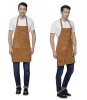 Leather barbecue oil-proof apron cowhide wear-resistant barber working clothes chef kitchen apron Cleaning Apron